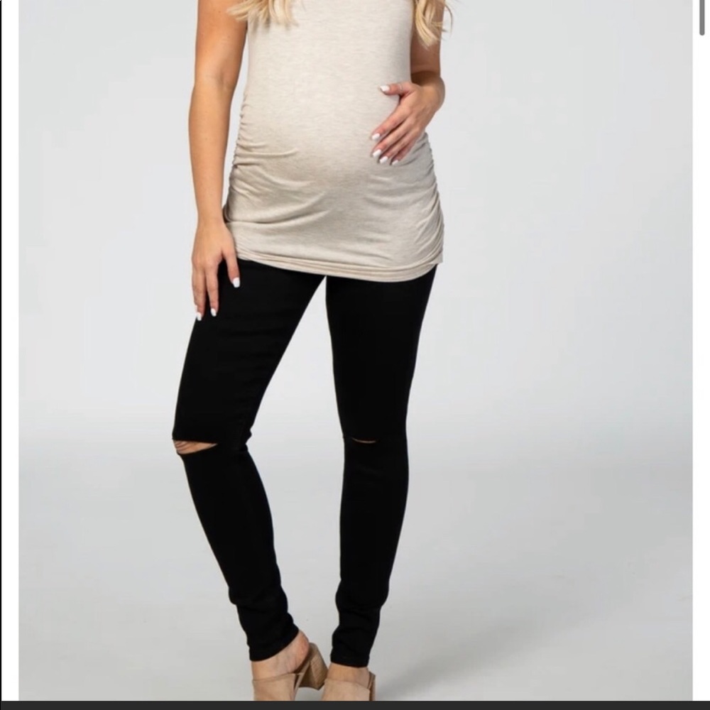 Pink blush black maternity jeans